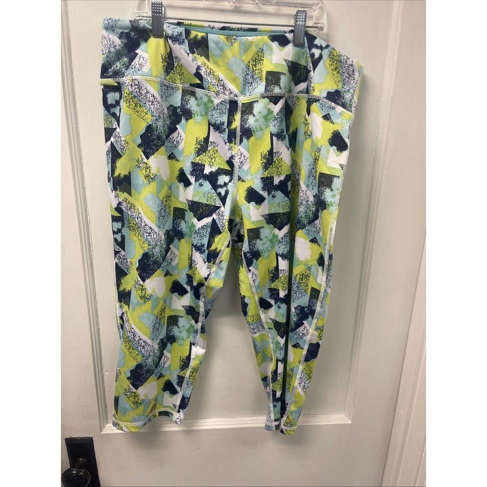 Pro Player Blue Green & Yellow Designs Wicking Leggings - Size XL